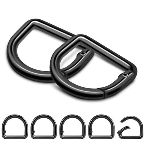 10Pcs 3/4" Spring D Ring Clips - Gun Black Carabiner Hardware