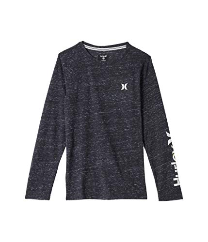 Hurley Boys' Graphic UPF 50+ Rash Guard Swim Shirt - Medium, Black Heather