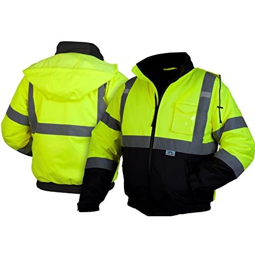 Pyramex Safety RJ3210X3 RJ32 Series Jackets Hi-Vis Lime Bomber Jacket with Quilted Lining- Size 3X Large