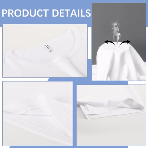 OKBA Men's XL White Crew Neck T-Shirts 4-Pack - Short Sleeve Undershirts for Workout