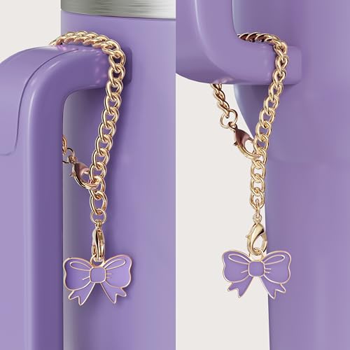 Bow Straw Topper and Charm Set for 30 & 40 Oz Tumblers - Purple