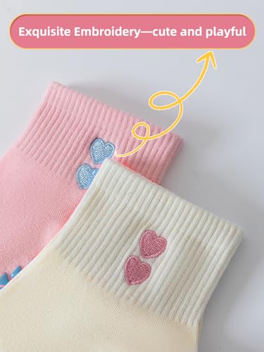 Grippy Pilates Socks for Women with Ruffles - 1 Pair Double Heart Ivory