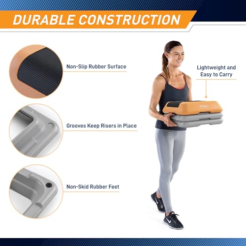 Circuit Fitness Peach Fuzz Non-Slip Step Platform with 2 Risers, 16x16 Inches