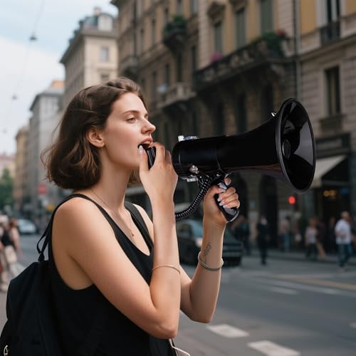 50W Bluetooth Megaphone with Rechargeable Battery - Black