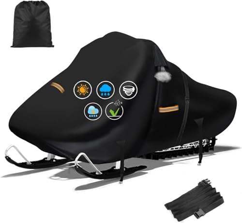 Black 900D Waterproof Snowmobile Cover 130" L x 51" W x 48" H for Arctic Cat Skidoo Yamaha