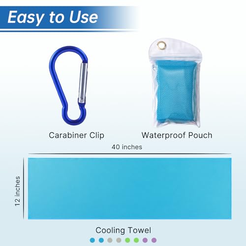 Cooling Towels - 4 Pack Instant Cooling Towels for Neck & Face - Blue