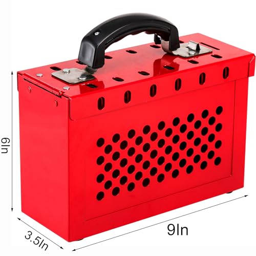 WUWEOT Group Lock Box, Red Portable Lockout Tagout Box Loto Box, Group Safety Lock Box, Padlock Box with 12 Locking Holes for Loto Procedures