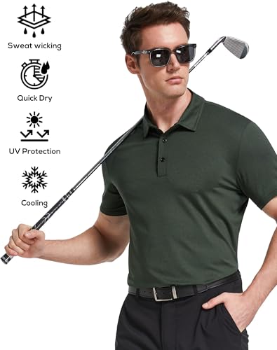 Men's Performance Polo Shirts - 5 Pack Short Sleeve Golf T-Shirts