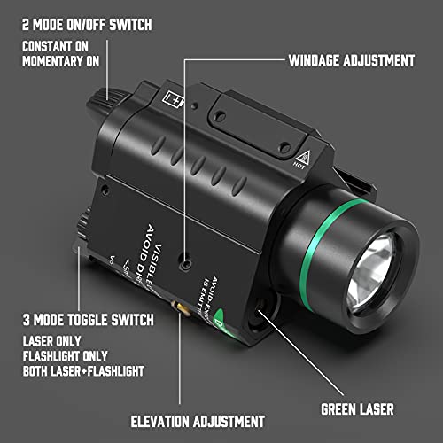 Feyachi Red/Green Laser Flashlight Combo 500 Lumen Tactical Light with Picatinny Rail Mount