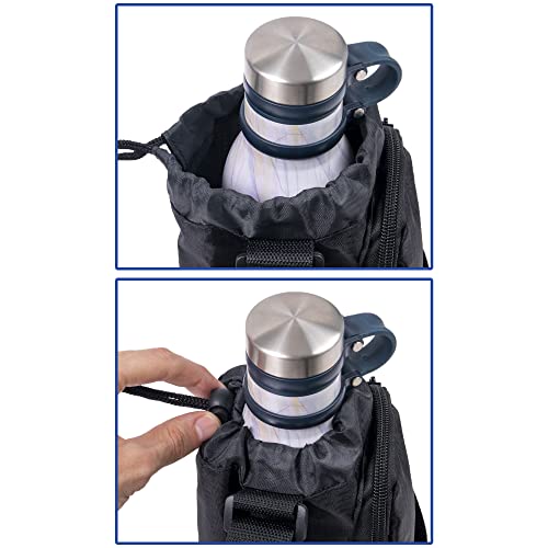 Water Bottle Carrier Bag with Strap & Phone Pocket - Black