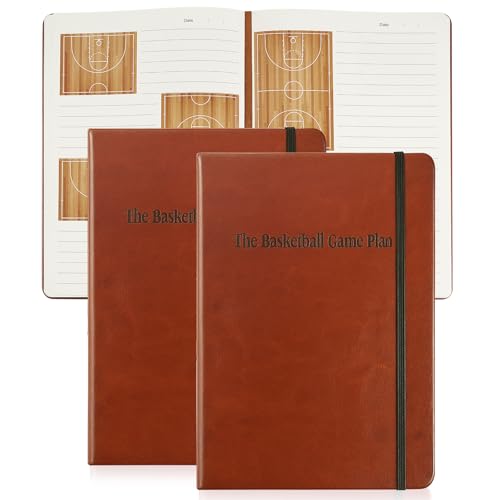 Eaasty 2 Pack Christmas Basketball Coaching Notebook with PU Leather, Large B5 Size