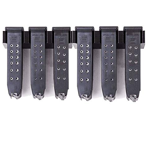 Tactical Pro Sports Wall Mount Magazine Holder for Glock 17 19 26 31 32 33 34 – Holds 6 Mags, 2 Mounts, Discreet Storage System
