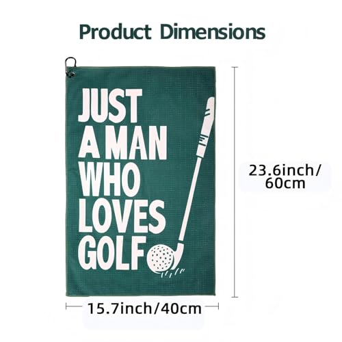 Funny Microfiber Golf Towel with Clip - 24x16 Inch - Green/White