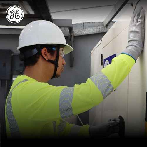 GE Cap Style Hard Hat, 4-Point Ratchet Suspension, Earmuff Slots, High Impact Resistant, Sweat-Wicking Sweatband, Meets ANSI Z89.1-2014, Comfortable and Durable - White, Class E (Non-Vented)