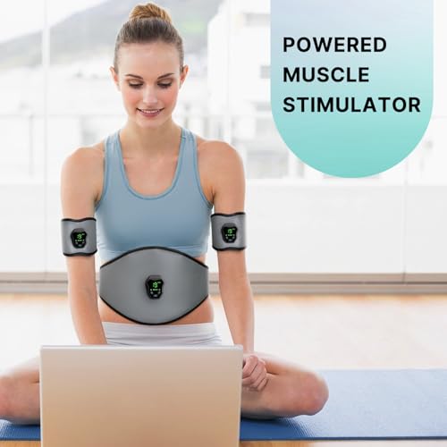 Fitness Belt - Powered Muscle Stimulator for Home Use, Grey