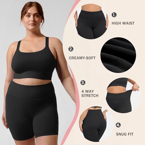 VALANDY Plus Size High-Waisted Biker Shorts for Women 8" Inseam Black 3X-Large
