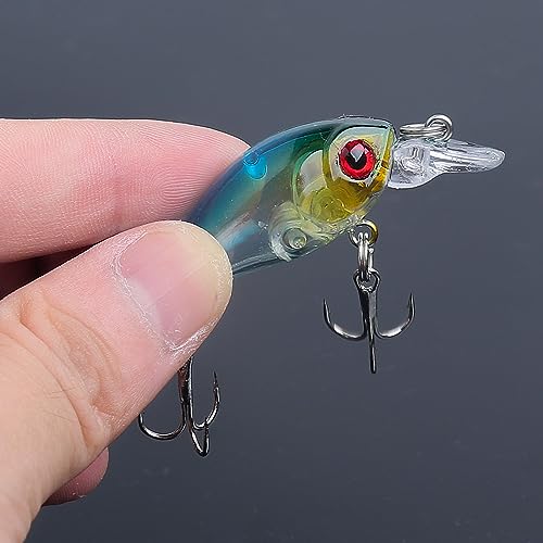 9-Piece Minnow Fishing Lures Set with Treble Hooks - Mixed Colors