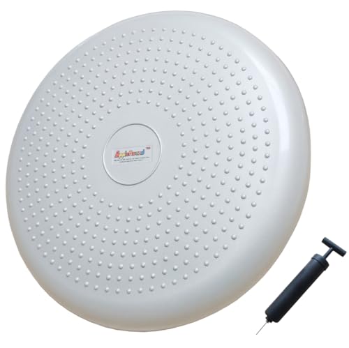 Inflated Wobble Cushion with Hand Pump - White, 13.5in Diameter