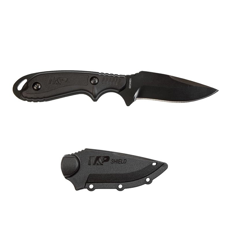 Smith & Wesson M&P Shield 7.5in S.S. Full Tang Fixed Blade Knife with 3in Clip Point Blade and Nylon Handle for Outdoor, Tactical, Survival and EDC,Black