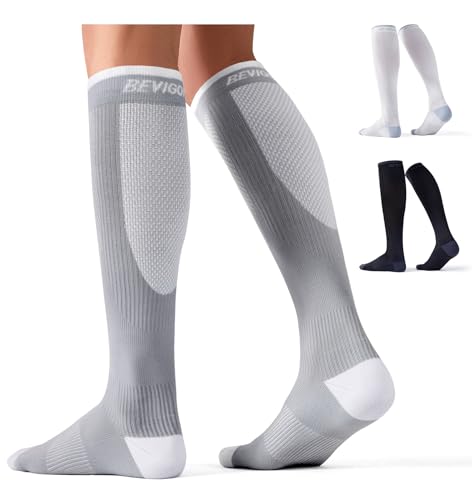Compression Socks for Men & Women - 15-20mmHg Knee High - Small-Medium / 3 Pair Mix