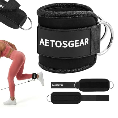 Padded Ankle Straps for Cable Machines - Glute Workout Cuff - 01-Black/Single