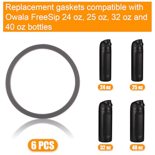Replacement Sealing Rings for Owala FreeSip Bottles - Gray, 6 Pack