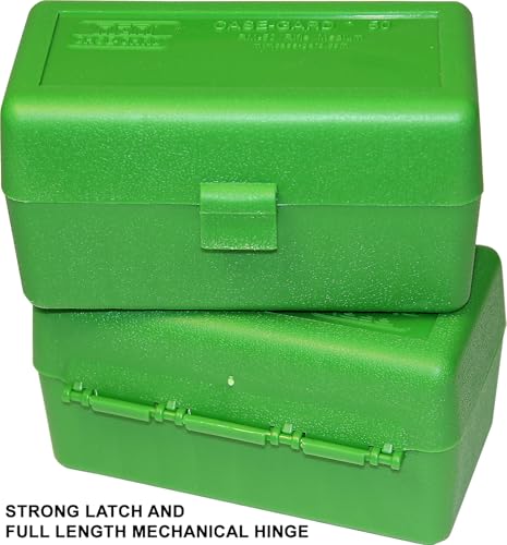 50 Round Rifle Ammo Box - Flip-Top Storage Case - Green