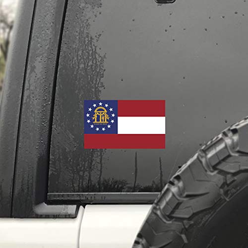Georgia State Flag Decal Stickers - 2-Pack, 5" x 3", Premium Vinyl