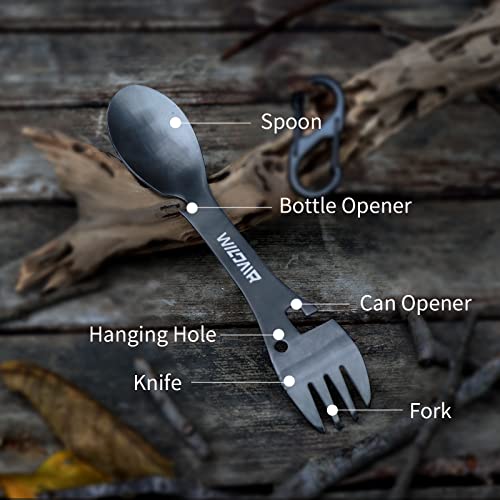 5-in-1 Stainless Steel Spork Camping Utensil - Black