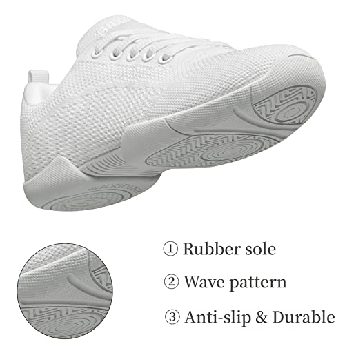 Girls White Cheerleading Shoes - Breathable Athletic Sneakers