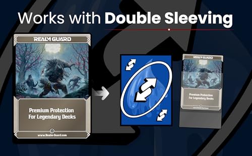 (Blue Reverse) 100 Pack Textured Matte Card Sleeves for Magic: The Gathering & Lorcana - Realm Guard