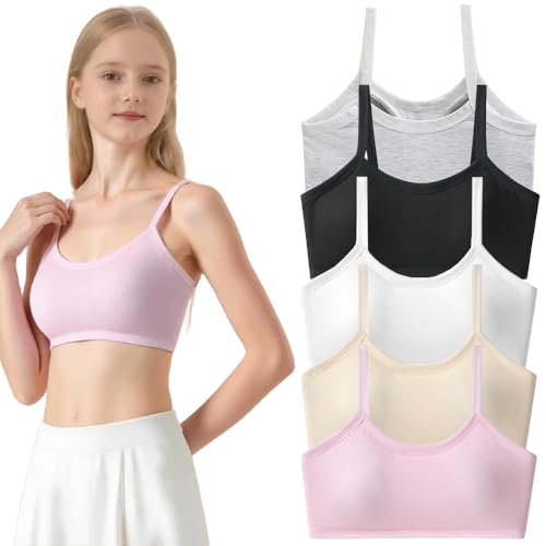 YoBeLove Teen Girls 5 Pack Cotton Wireless Sports Bras - Multicolor 12-16 Years
