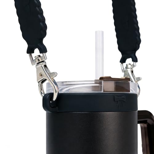 Silicone Accessories Set for Stanley Cup Tumbler - Black Handle Strap, Boots & Straw Covers
