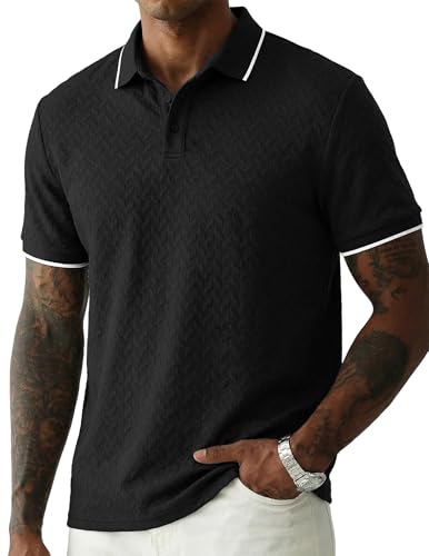 JMIERR Men's Black XX-Large Polo Shirt Short Sleeve Summer Golf & Beachwear