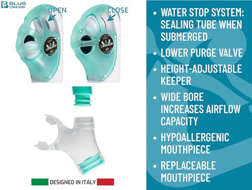 Cressi Adult Snorkeling Kit - Translucent Cobalt/Clear Mask & Dry Snorkel, Italy Design