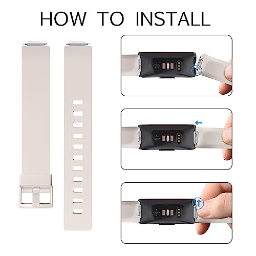 Fitbit Inspire 2 Bands - 4 Pack Adjustable Silicone Wristbands - Black, Smoky Purple, Starlight, Milk Tea