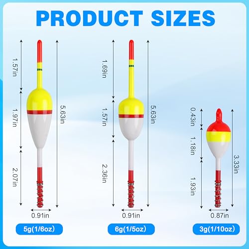 SILANON 1.97in x 0.91in x 5.63in Slip Bobbers, 10pcs — Wood Fishing Floats for Crappie, Catfish, Panfish, Walleye