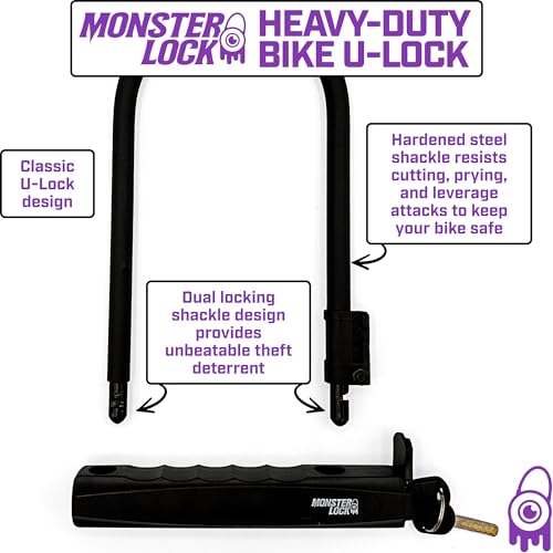 Heavy Duty Bike U-Lock with Mounting Bracket & 2 Keys - Anti-Theft Bicycle Lock