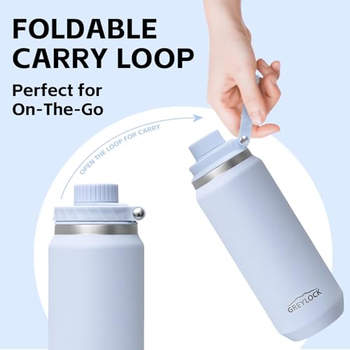 Greylock Glacier 32 Oz Insulated Stainless Steel Water Bottle with Leakproof Straw Lid