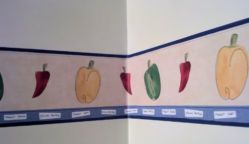 Gardening Wallpaper Border - Hot Peppers Design, 15 Feet