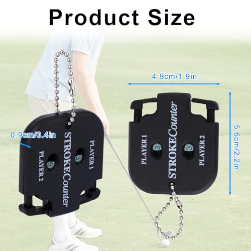 Golf Stroke Counter - Portable Score Keeper for 2 Players - Black