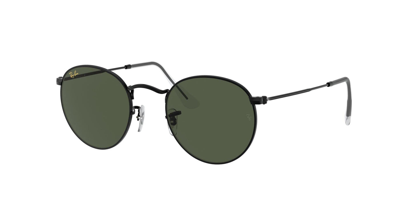 Ray-Ban Unisex RB3447 Round Metal Round Sunglasses, Black/G-15 Green, 53 mm