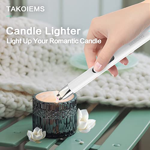 Electric Candle Lighter with LED Display - Cream White