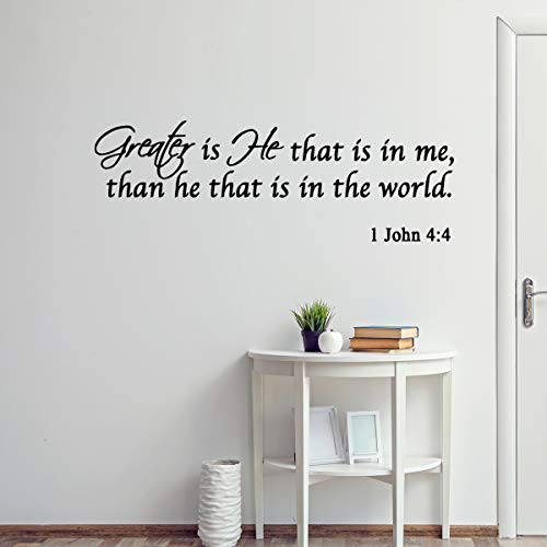Greater is He That is in me, Than he That is in The World. Bible Scripture Christian Vinyl Wall Art Decal - V1