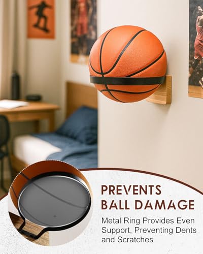 Wall Mount Basketball Holder Set – Space-Saving Sports Ball Organizer for Home, Gym, Garage