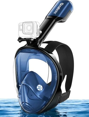 Full Face Snorkel Mask with Camera Mount - Cerulean Blue, L/XL