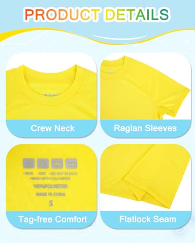 Boys Short Sleeve Rash Guard UPF 50+ Swim Shirt - Yellow, Medium