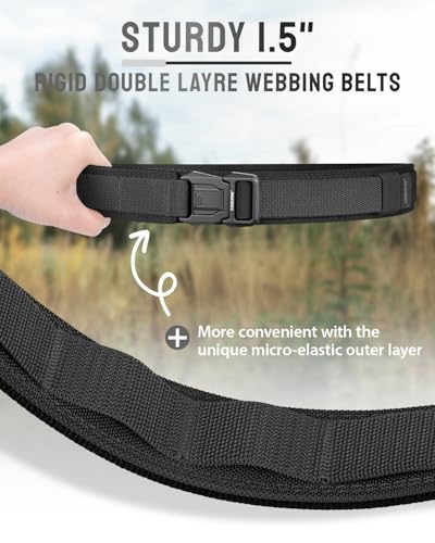 Duty Belt Tactical Molle 1.5 Inch Carry Belt with Quick Release Buckle - FAIRWIN, Black, Size S (30-36in)