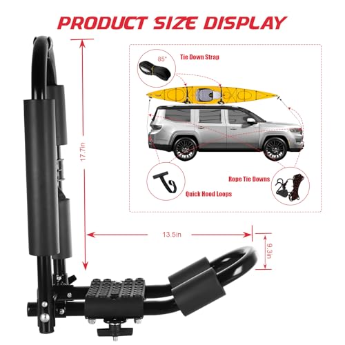 Folding Kayak Roof Rack - 2 Pair J-Bar Carrier for SUV & Truck