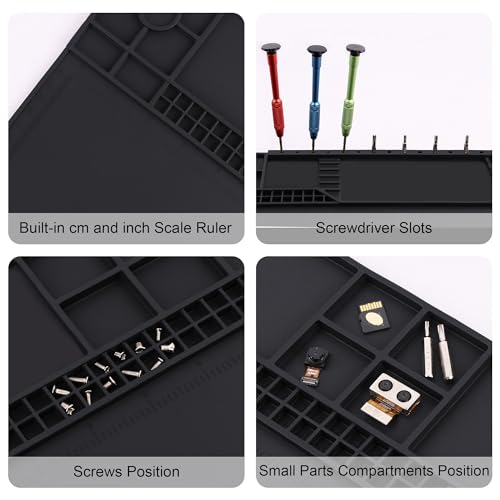 Premium Heat Resistant 932¡ÆF 22"x 14.2" Magnetic Silicone Soldering Mat Electronics Work Mat for Computer Cell Phone Laptop Repair,BGA Soldering Gun Iron Workbench Protection